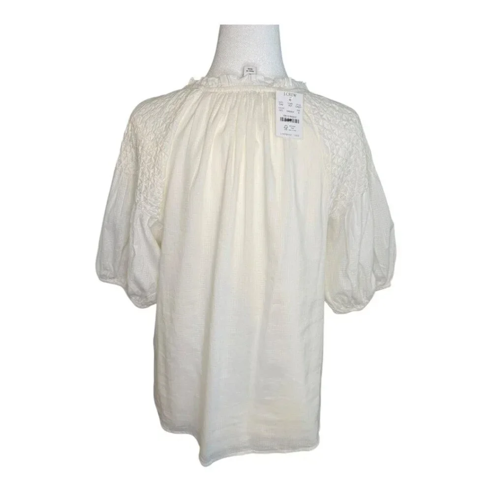 Madewell CREAM Puff Sleeve Split Neck Blouse XS NWT